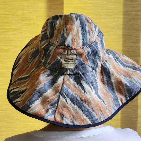 Stormy Kromer Lakeside Wide Brim Sun Hat Size Medium Colors tan cream blue - Picture 5 of 13